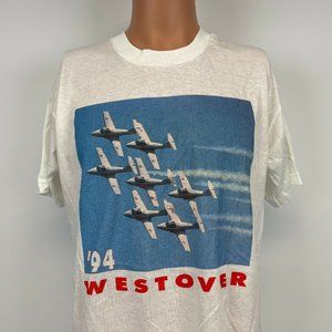 Great New England Airshow Westover Thunderbirds Flyover T Shirt Vtg 90s 1994 XL